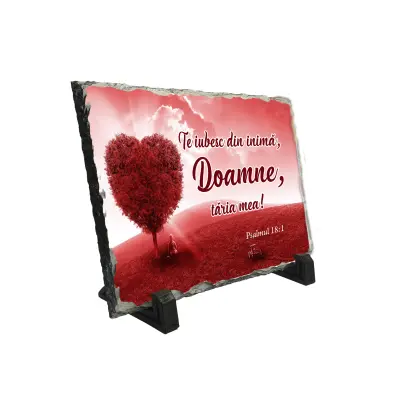 Te iubesc din inima doamne taria mea, piatra ardezie personalizata, cu mesaj model, pa085